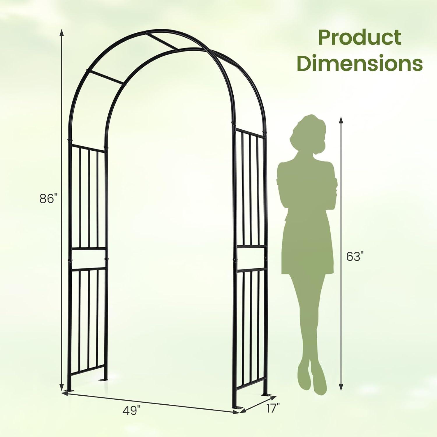 image:imageGiantex Garden Arch Outdoor Metal Arbor Trellis 86 Heavy Duty Steel Pergola Arch with Ground Stakes for Climbing Plants Wedding Party amp Backyard Decoration 1 Pack1 Pack