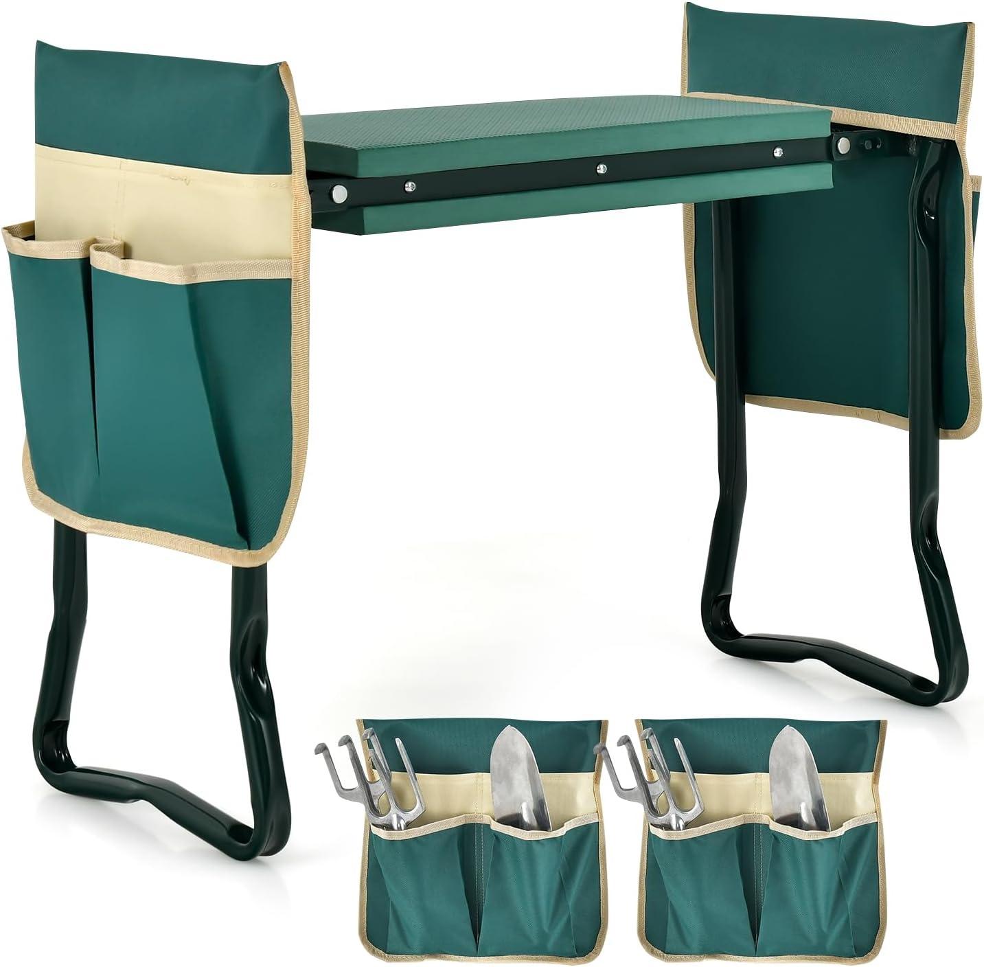 image:imageGiantex Garden Kneeler amp Seat Folding Gardening Stool Portable Garden Bench with EVA Foam Pad HeavyDuty Metal Frame Gardening Gift for Women Men Seniors Holds 330 LBS with 2 Bags