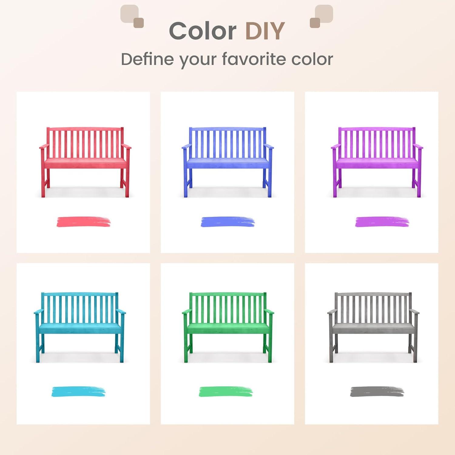 image:imageGiantex Outdoor Bench Wood Patio Bench with Cozy Armrests amp Backrest Slatted Sitting Area Eucalyptus Wood Frame 2Person Loveseat for Park Porch Yard 800 lbs Max Load Garden Bench Eucalyptus