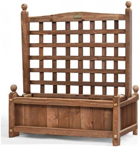 image:imageGiantex Raised Garden Bed Set 2 wTrellis Drainage Hole 39x14x40 Wood Elevated Planter Box for Climbing Vine Flower Herb Vegetable Fruit Planting Container for Indoor Outdoor Patio BalconyBrown