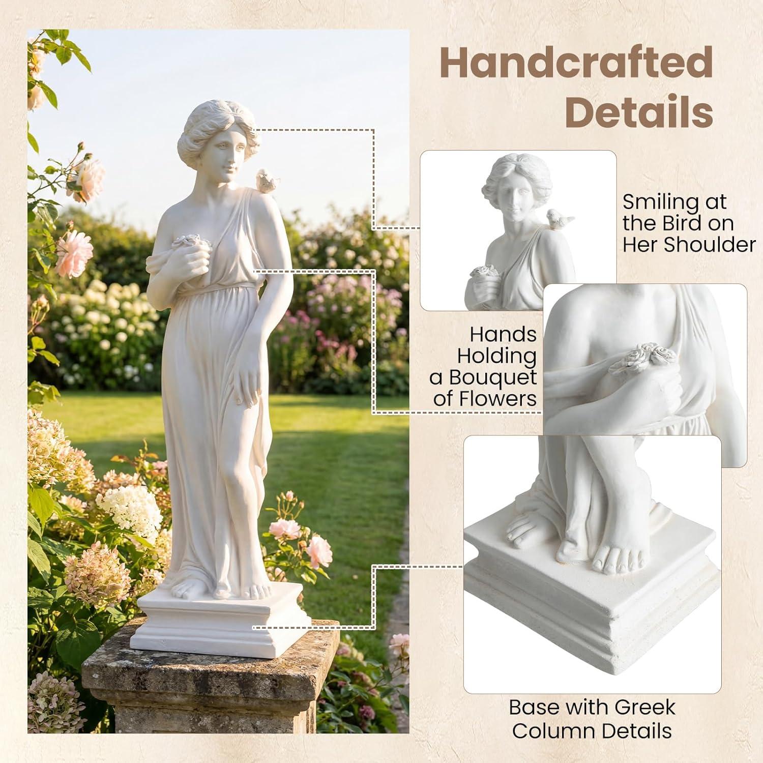 image:imageGiantex St Francis Garden Statue with Bird Feeder 245 Outdoor Saint Francis Statue with Animals WeatherResistant Magnesium Oxide Religious Sculpture for Garden Patio Prayer Catholic Yard DecorGreek Goddess with Bird