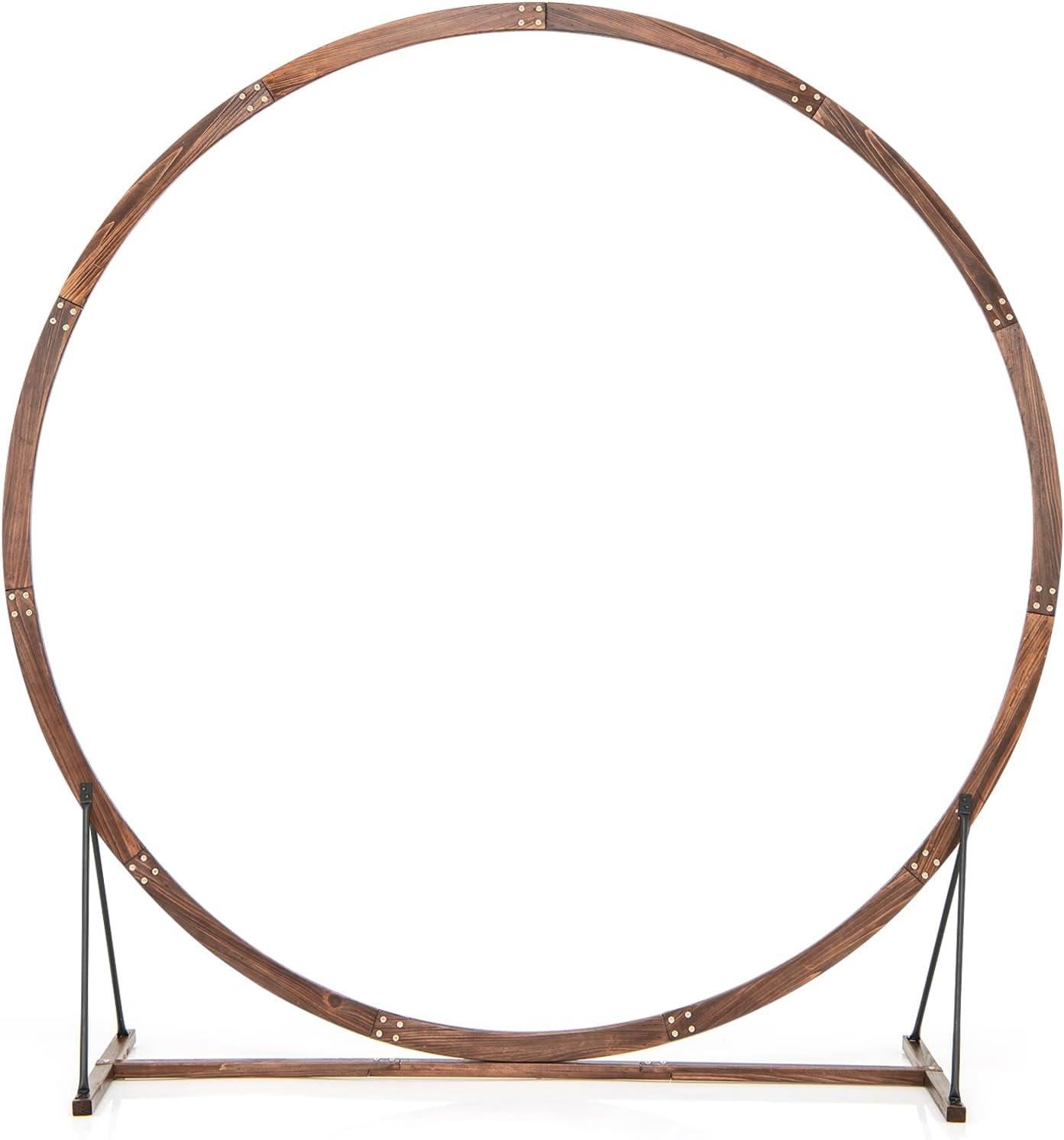 image:imageGiantex Wooden Wedding Arch 87 Wood Wedding Arbor Backdrop Stand with Ground Stakes Rustic Decorative Arch for Wedding Ceremony Party Garden Balloon amp Floral DecorationsRound