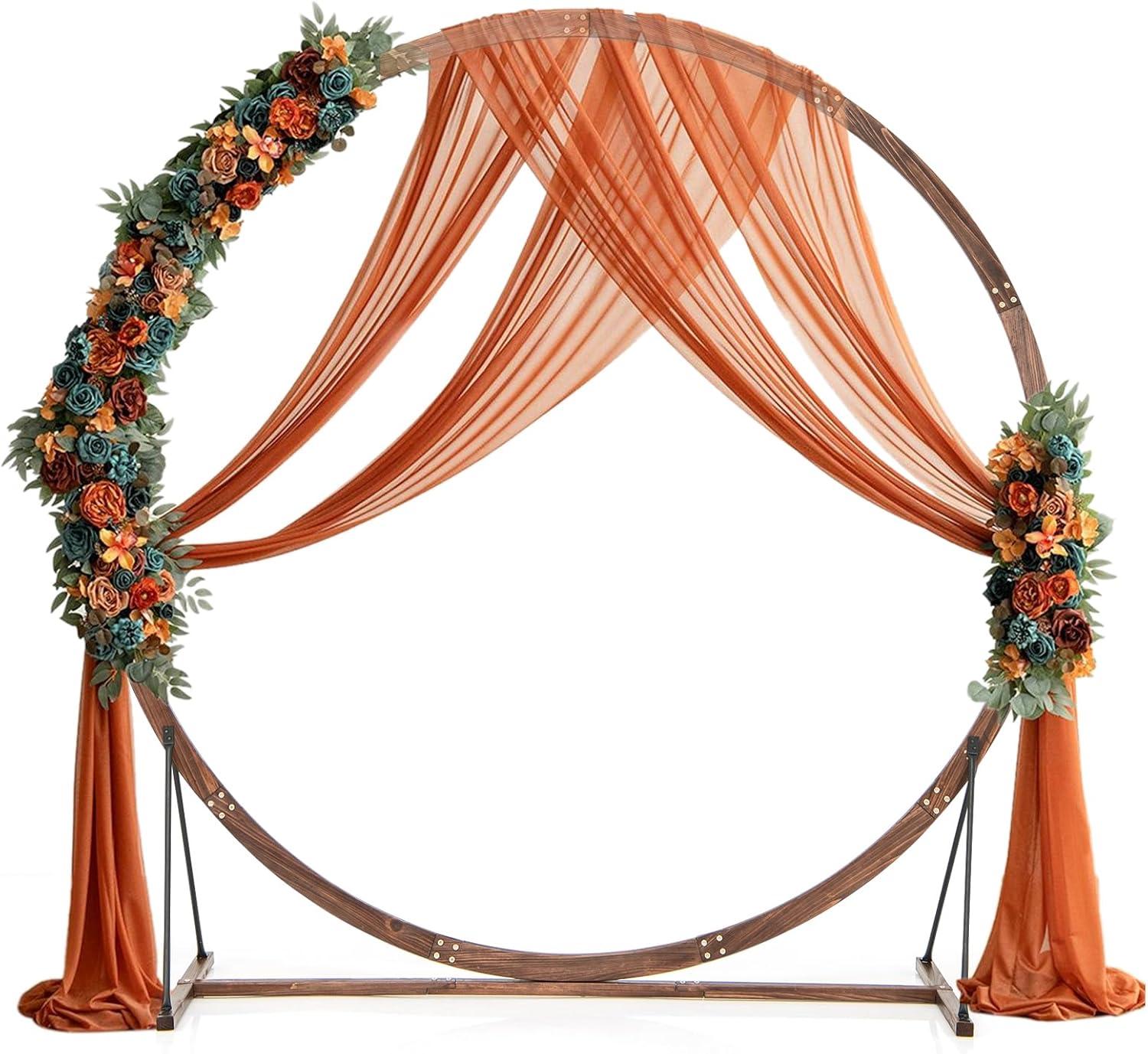 image:imageGiantex Wooden Wedding Arch 87 Wood Wedding Arbor Backdrop Stand with Ground Stakes Rustic Decorative Arch for Wedding Ceremony Party Garden Balloon amp Floral DecorationsRound