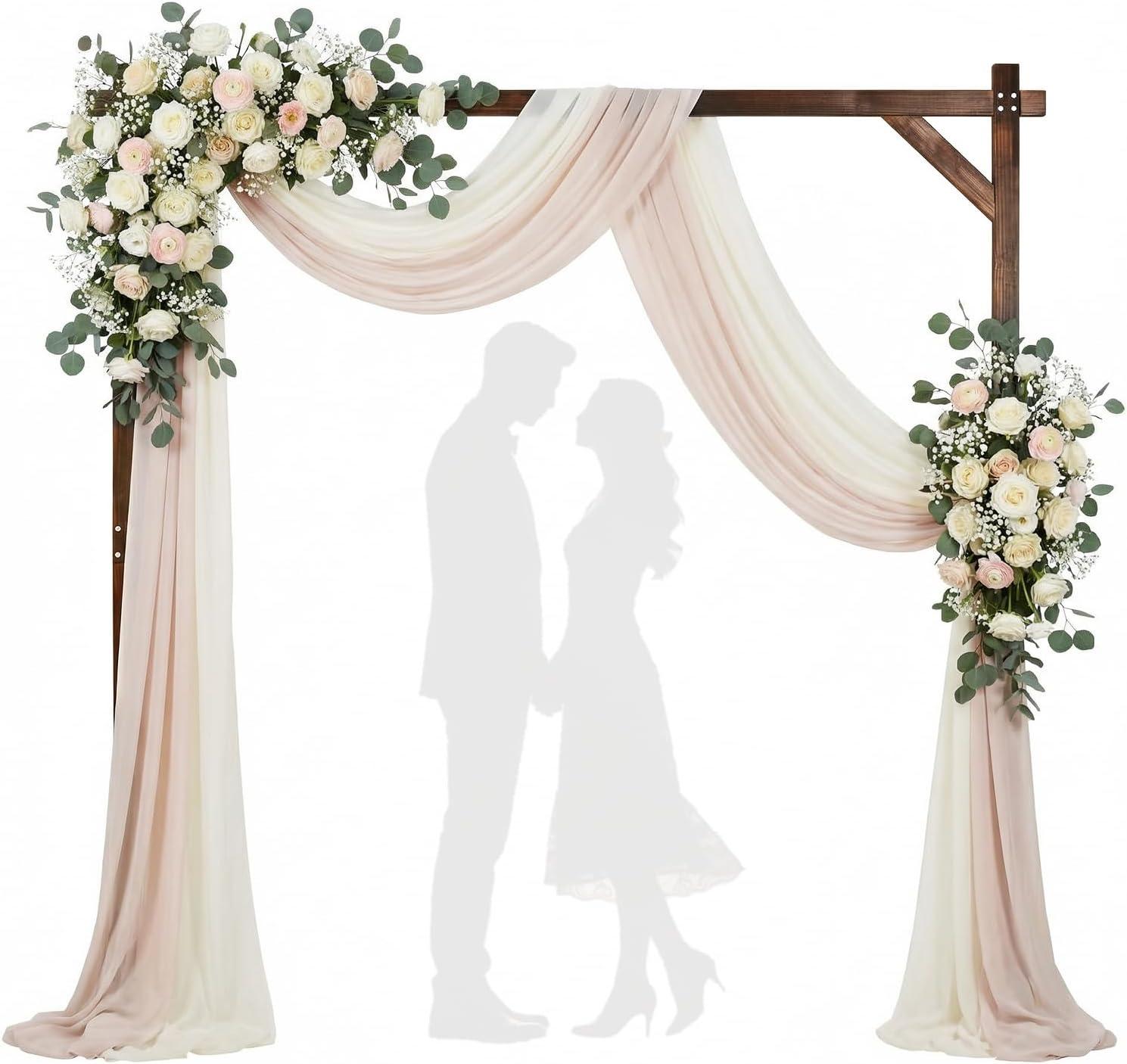 image:imageGiantex Wooden Wedding Arch 87 Wood Wedding Arbor Backdrop Stand with Ground Stakes Rustic Decorative Arch for Wedding Ceremony Party Garden Balloon amp Floral DecorationsRectangular