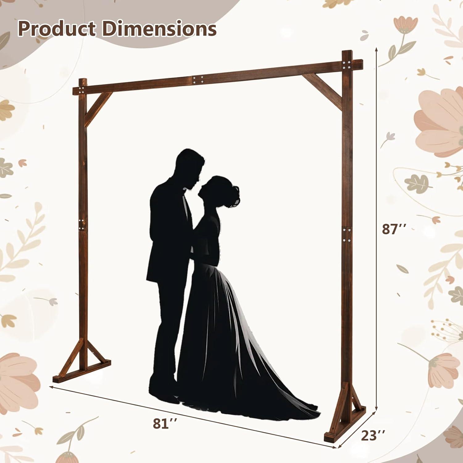 image:imageGiantex Wooden Wedding Arch 87 Wood Wedding Arbor Backdrop Stand with Ground Stakes Rustic Decorative Arch for Wedding Ceremony Party Garden Balloon amp Floral DecorationsRectangular