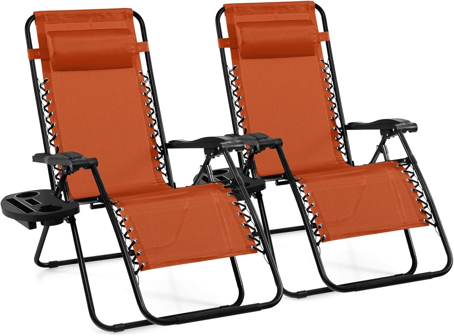 image:imageGiantex Zero Gravity Reclining Chair Outdoor Patio Recliner with Cup Holder amp Removable Pillow Adjustable Backrest Indoor Lounge Chair for Backyard Garden Poolside BrownOrange