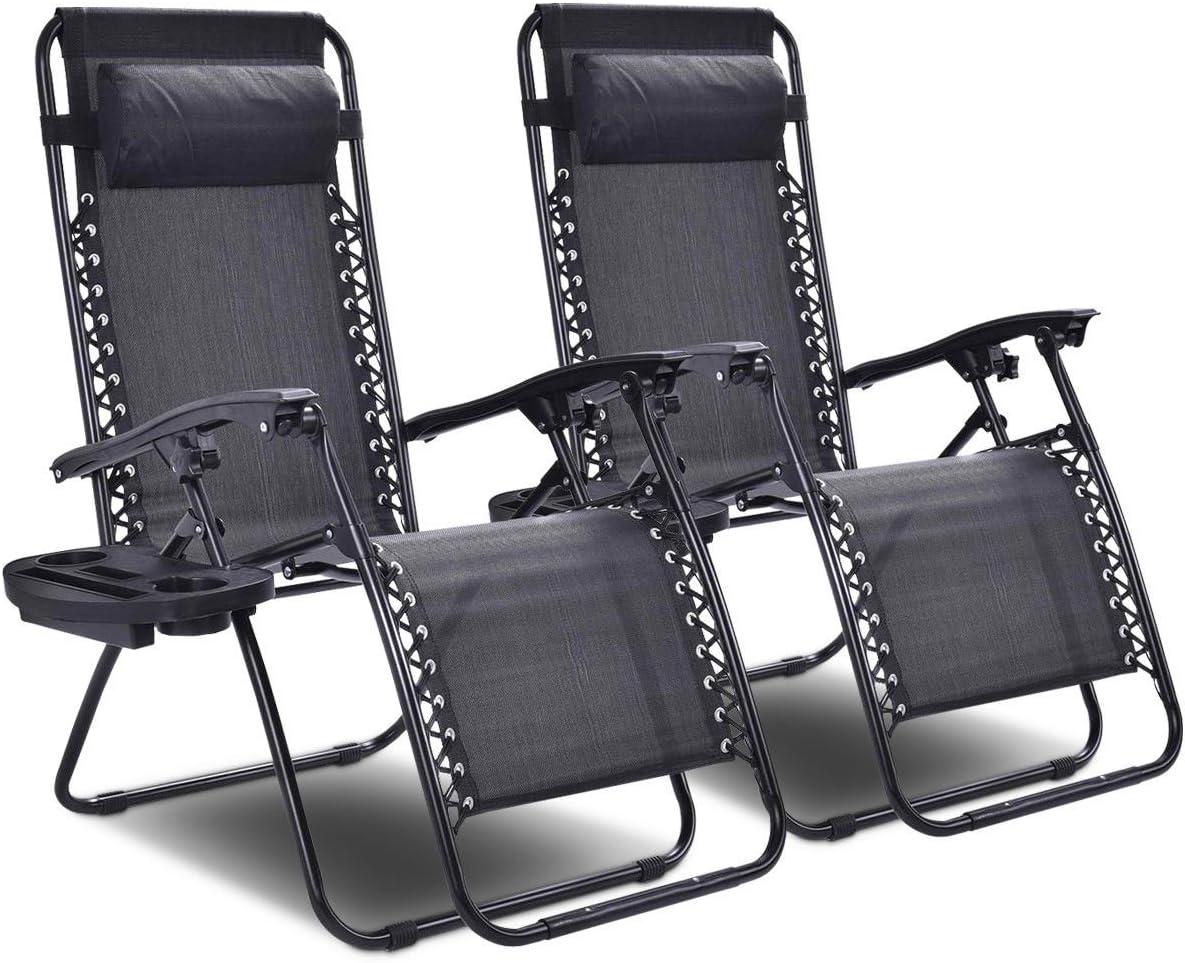 image:imageGiantex Zero Gravity Reclining Chair Outdoor Patio Recliner with Cup Holder amp Removable Pillow Adjustable Backrest Indoor Lounge Chair for Backyard Garden Poolside BrownBlack