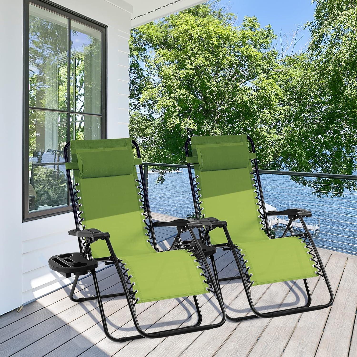 image:imageGiantex Zero Gravity Reclining Chair Outdoor Patio Recliner with Cup Holder amp Removable Pillow Adjustable Backrest Indoor Lounge Chair for Backyard Garden Poolside BrownGreen