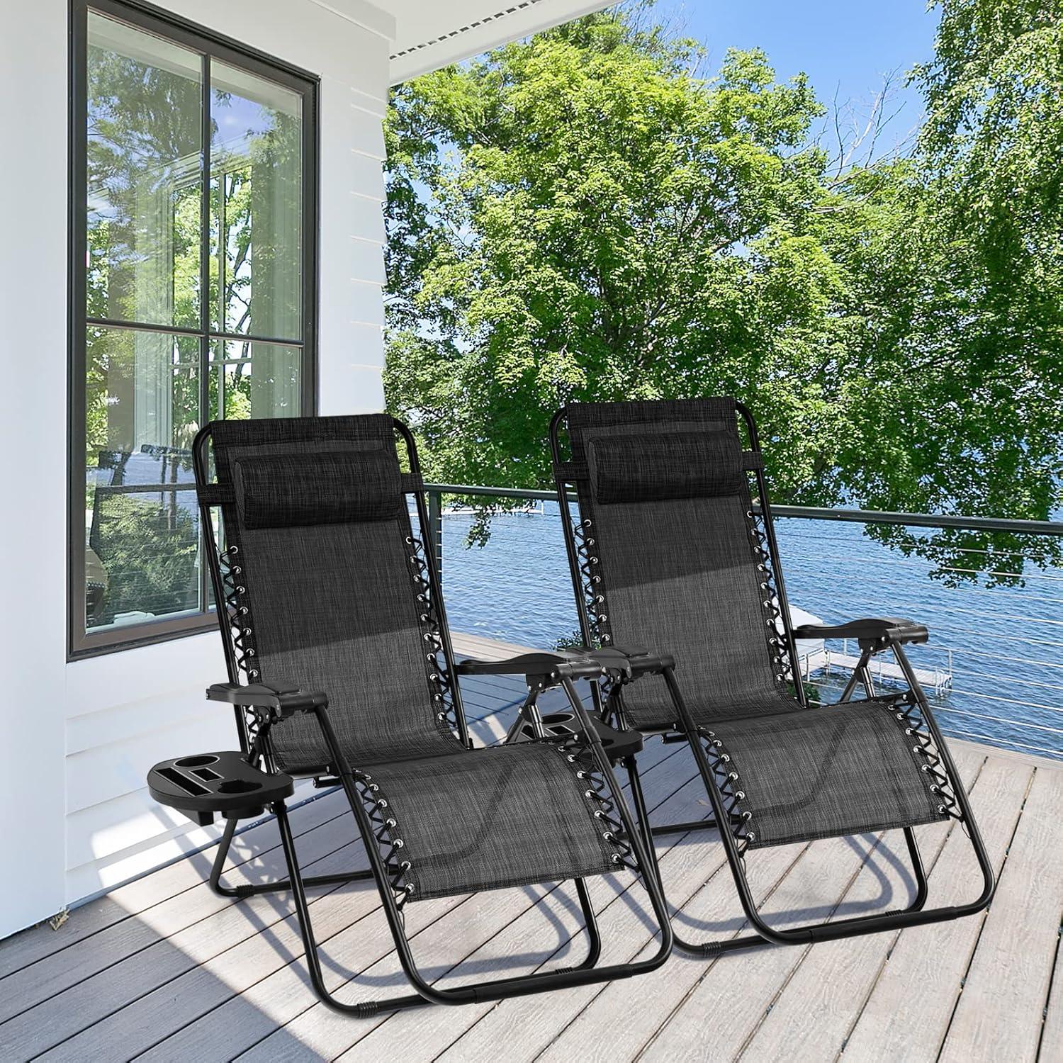 image:imageGiantex Zero Gravity Reclining Chair Outdoor Patio Recliner with Cup Holder amp Removable Pillow Adjustable Backrest Indoor Lounge Chair for Backyard Garden Poolside BrownGrey