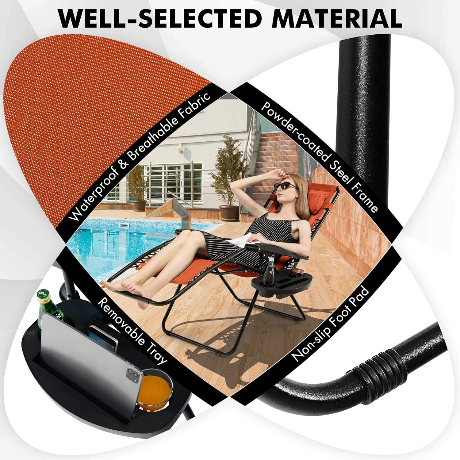 image:imageGiantex Zero Gravity Reclining Chair Outdoor Patio Recliner with Cup Holder amp Removable Pillow Adjustable Backrest Indoor Lounge Chair for Backyard Garden Poolside BrownOrange