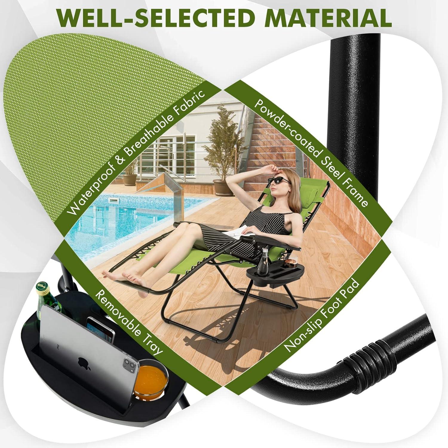 image:imageGiantex Zero Gravity Reclining Chair Outdoor Patio Recliner with Cup Holder amp Removable Pillow Adjustable Backrest Indoor Lounge Chair for Backyard Garden Poolside BrownGreen