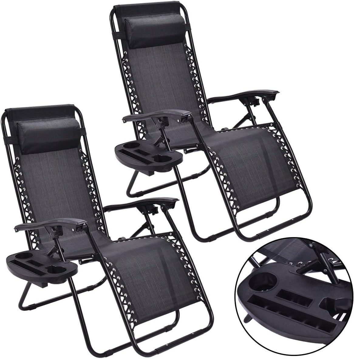 image:imageGiantex Zero Gravity Reclining Chair Outdoor Patio Recliner with Cup Holder amp Removable Pillow Adjustable Backrest Indoor Lounge Chair for Backyard Garden Poolside BrownBlack