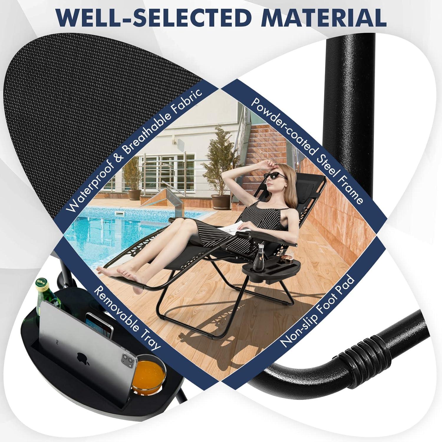 image:imageGiantex Zero Gravity Reclining Chair Outdoor Patio Recliner with Cup Holder amp Removable Pillow Adjustable Backrest Indoor Lounge Chair for Backyard Garden Poolside BrownBlack