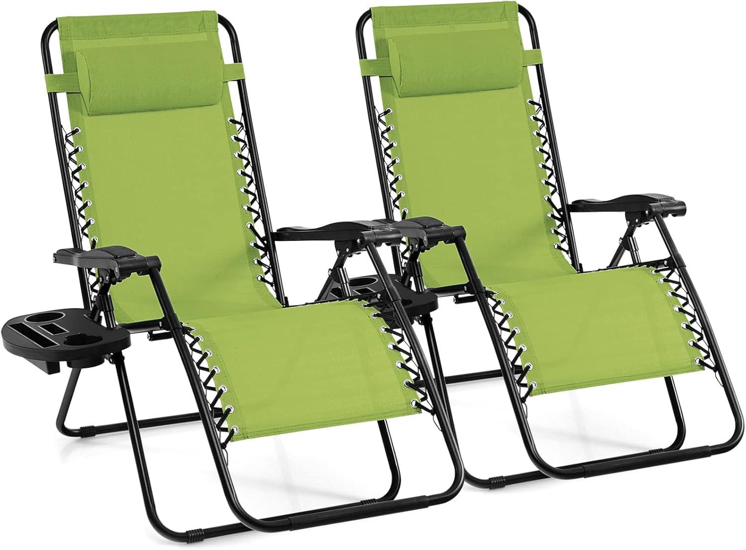image:imageGiantex Zero Gravity Reclining Chair Outdoor Patio Recliner with Cup Holder amp Removable Pillow Adjustable Backrest Indoor Lounge Chair for Backyard Garden Poolside BrownGreen