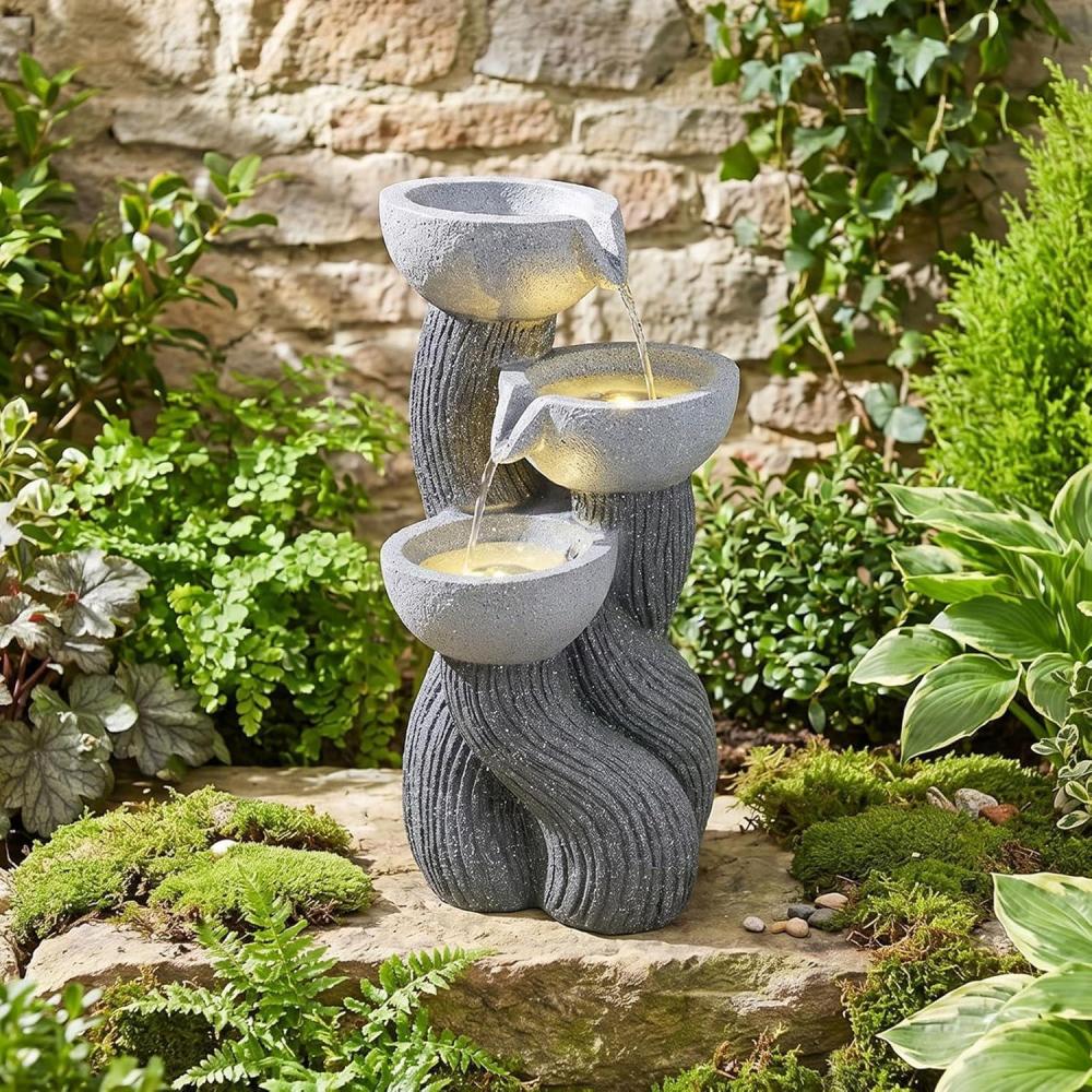 image:imageGiantex 32 Water Fountain Outdoor 4Tier Cascading Bowls Waterfall Fountain with Warm LED Lights amp Pump Outside Zen Water Feature for Patio Balcony Deck Garden Yard Decor185 3Tier