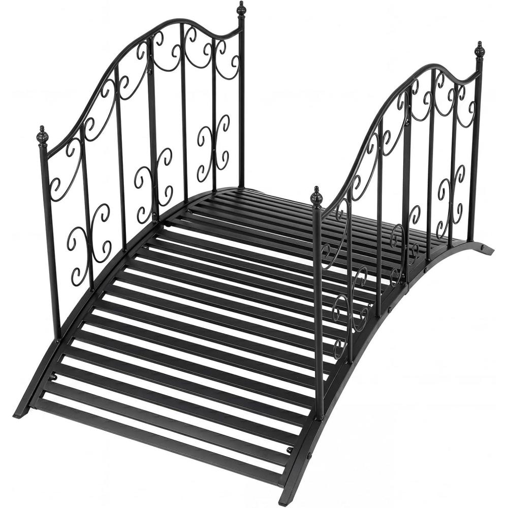 image:imageGiantex 4 FT Metal Garden Bridge 330 lbs Capacity Outdoor Landscape Bridges with PowderCoated Finish amp Scrollwork Rails Decorative Bridge for Backyard Lawn Garden Pathway Easy Assembly47 x 27 x 28