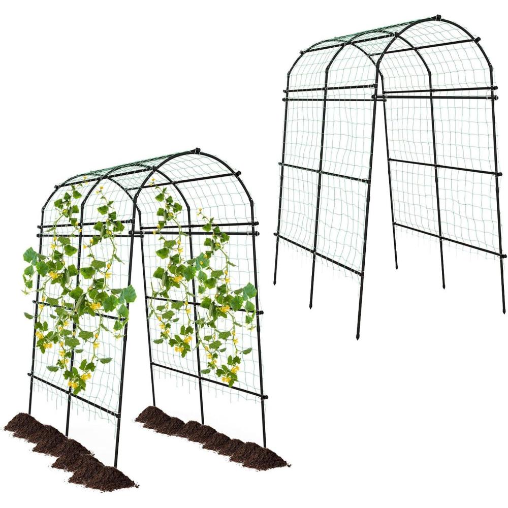image:imageGiantex Garden Arch Trellis for Climbing Plants 75 FT HeavyDuty Cucumber Trellis with PECoated Steel Frame RustResistant Archway for Raised Bed Outdoor Vegetable amp Vine Support2