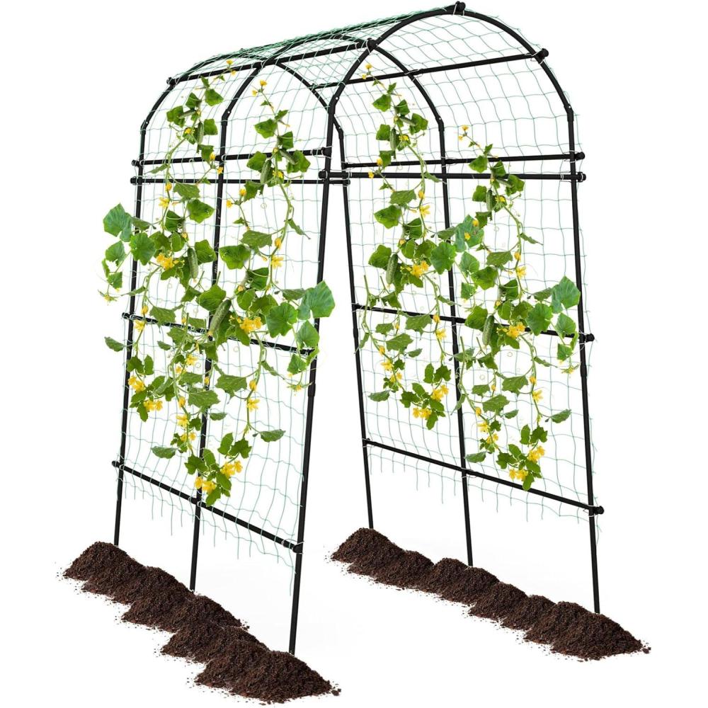 image:imageGiantex Garden Arch Trellis for Climbing Plants 75 FT HeavyDuty Cucumber Trellis with PECoated Steel Frame RustResistant Archway for Raised Bed Outdoor Vegetable amp Vine Support1