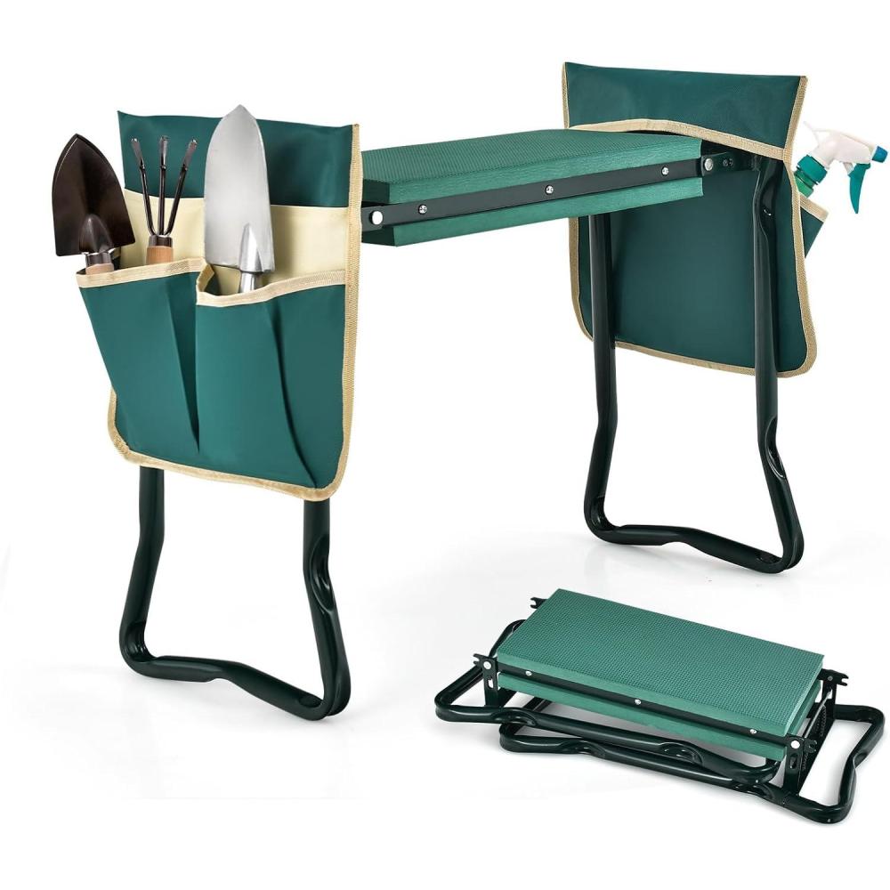image:imageGiantex Garden Kneeler amp Seat Folding Gardening Stool Portable Garden Bench with EVA Foam Pad HeavyDuty Metal Frame Gardening Gift for Women Men Seniors Holds 330 LBS with 2 Bags