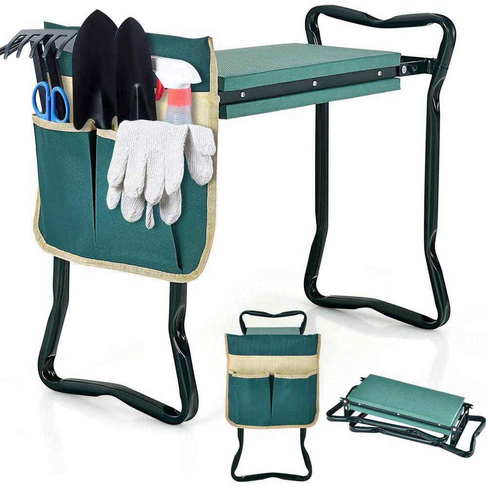 image:imageGiantex Garden Kneeler amp Seat Folding Gardening Stool Portable Garden Bench with EVA Foam Pad HeavyDuty Metal Frame Gardening Gift for Women Men Seniors Holds 330 LBS with 1 BagsGreen