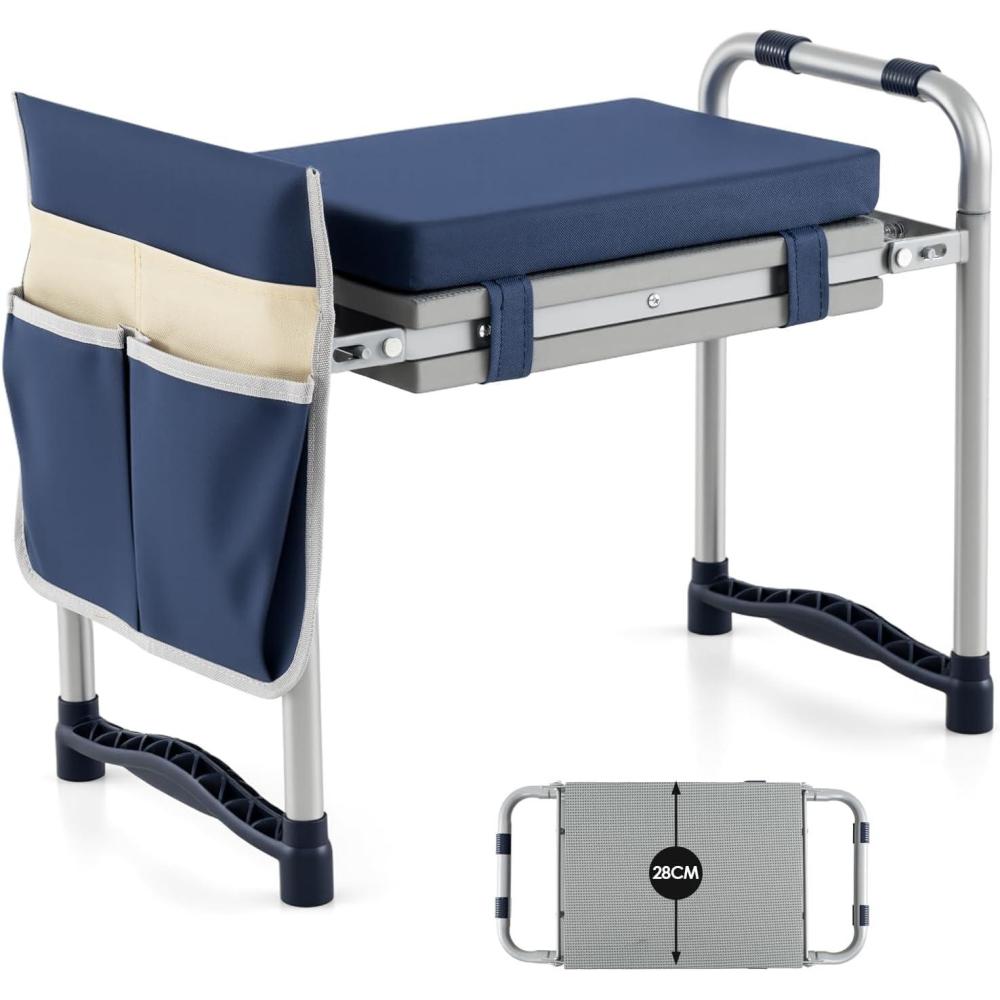 image:imageGiantex Garden Kneeler and Seat Foldable Gardening Stool wWide EVA Foam Padding Tool Pouch HeavyDuty Kneeling Bench for Knee amp Back Pain Relief Gardening Kit for Seniors Women Men GreenNavy