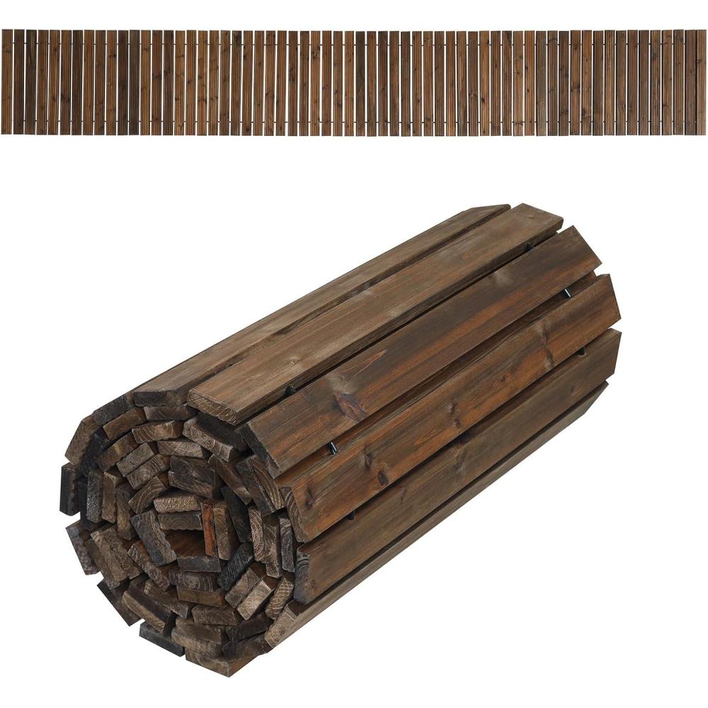 image:imageGiantex Garden Pathway Roll Up  12ft Wood Walkway 22 inch Width No Assembly Required Outdoor Decorative Boardwalk Sidewalk Flooring Pavers for Lawns Backyard Patio Wedding Golden TeakCarbonized Brown