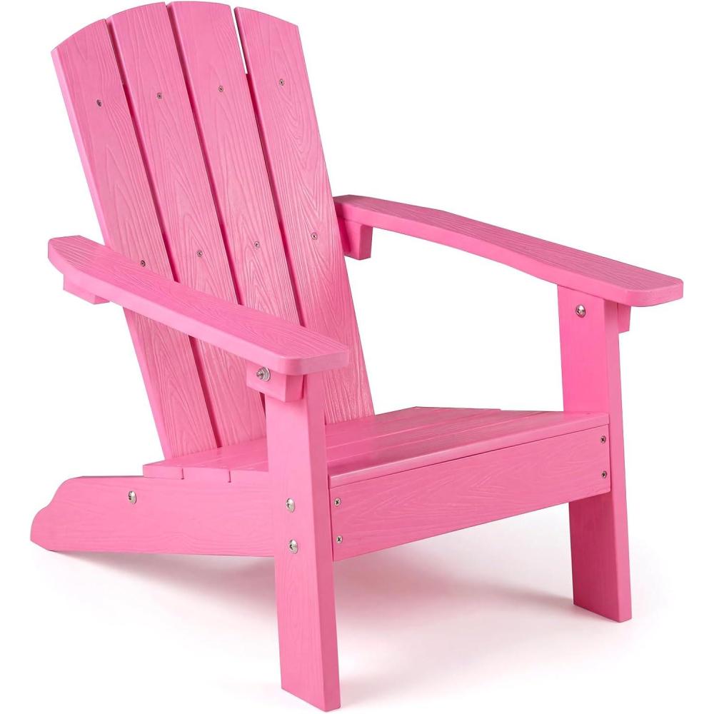image:imageGiantex Kids Adirondack Chair AllWeather HIPS Childrens Outdoor Chair wErgonomic Design Toddler Lawn Chairs for Age 38 Kids Beach Chair for Garden Patio Backyard 4PinkPink