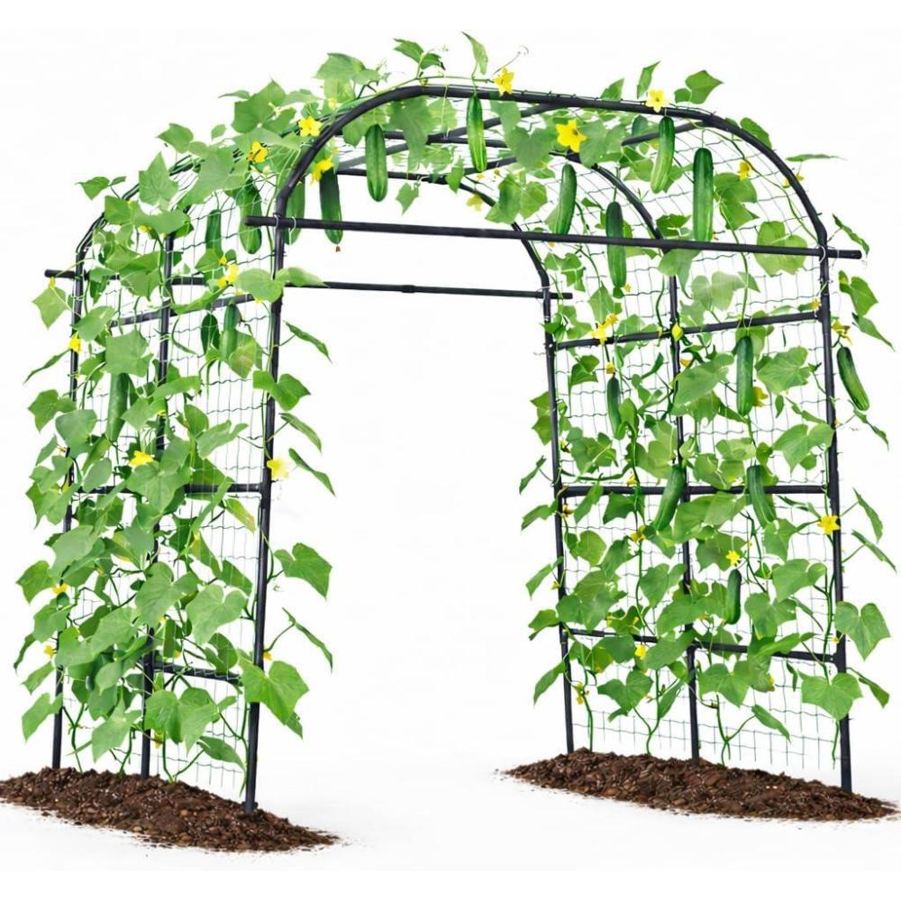 image:imageGiantex Metal Garden Arch Trellis for Climbing Plants Outdoor 75FT Tall Adjustable Cucumber Trellis Tunnel for Raised Garden Bed Extra Wide Garden Trellis Arch Support Vegetables Vine71x83x91