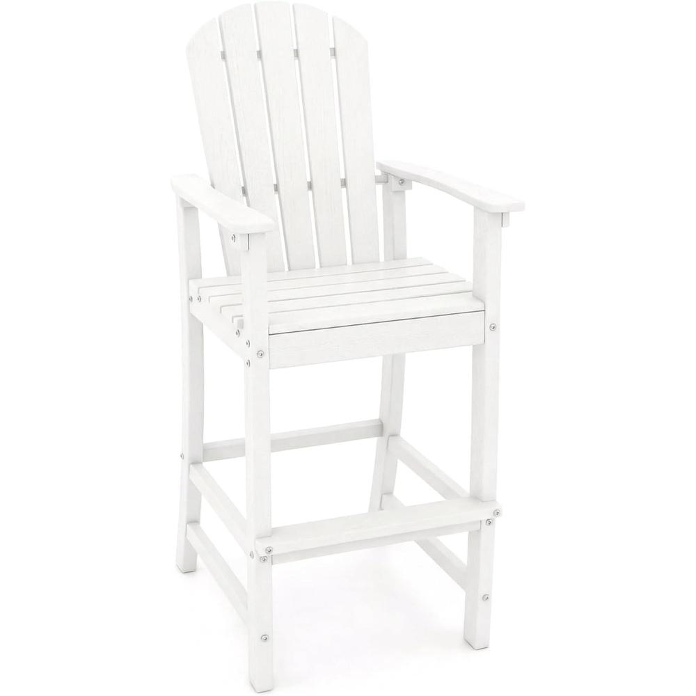 image:imageGiantex Set of 2 HDPE Outdoor Bar Stools All Weather Tall Adirondack Chair with Armrest Footrest Load 360Lbs Counter Height Bar Stool for Patio Garden Yard Indoor Or Outdoor Use TurquoiseWhite
