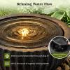 Giantex 18″ Round Outdoor Water Fountain with 6 LED Lights, Stone Gray Resin Sphere Waterfall Feature with Adjustable Pump, Lighted Bubbling Fountain for Garden Patio Porch Decor (18″ Dia. x 9.5″ H)(18″ Dia. x 9.5″ H)