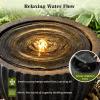 Giantex 18″ Round Outdoor Water Fountain with 6 LED Lights, Stone Gray Resin Sphere Waterfall Feature with Adjustable Pump, Lighted Bubbling Fountain for Garden Patio Porch Decor (18″ Dia. x 9.5″ H)(17.5″ Dia. x 14″ H)