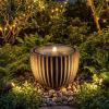 Giantex 18″ Round Outdoor Water Fountain with 6 LED Lights, Stone Gray Resin Sphere Waterfall Feature with Adjustable Pump, Lighted Bubbling Fountain for Garden Patio Porch Decor (18″ Dia. x 9.5″ H)(17.5″ Dia. x 14″ H)