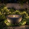 Giantex 18″ Round Outdoor Water Fountain with 6 LED Lights, Stone Gray Resin Sphere Waterfall Feature with Adjustable Pump, Lighted Bubbling Fountain for Garden Patio Porch Decor (18″ Dia. x 9.5″ H)(18″ Dia. x 9.5″ H)