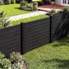 Giantex 2-Panel Air Conditioner Fence, 48”W x 45”H Wood-Grain Outdoor Privacy Screen with Stakes, AC Unit & Trash Can Enclosure, Decorative HDPE Panels for Garden, Lawn, Pool Pump, Espresso(Black)