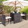 Giantex 3 PCS Cushioned Outdoor Wicker Patio Set Convention Bistro Set Garden Lawn Space Saving Conversation Sofa Furniture No Assembly (Brown)(Light Brown)