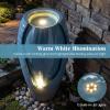 Giantex 32″ Outdoor Jar Water Fountain with LED Lights, Vintage Blue Cracked Jar Design, Cascading Waterfall with Adjustable Pump, Resin Patio Water Feature for Garden, Balcony, Porch, Indoor Decor