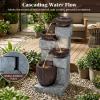 Giantex 32” Water Fountain Outdoor, 4-Tier Cascading Bowls Waterfall Fountain with Warm LED Lights & Pump, Outside Zen Water Feature for Patio, Balcony, Deck, Garden, Yard Decor(32” (4-Tier))