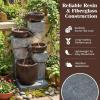 Giantex 32” Water Fountain Outdoor, 4-Tier Cascading Bowls Waterfall Fountain with Warm LED Lights & Pump, Outside Zen Water Feature for Patio, Balcony, Deck, Garden, Yard Decor(32” (4-Tier))