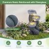 Giantex 32” Water Fountain Outdoor, 4-Tier Cascading Bowls Waterfall Fountain with Warm LED Lights & Pump, Outside Zen Water Feature for Patio, Balcony, Deck, Garden, Yard Decor(18.5” (3-Tier))