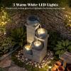 Giantex 32” Water Fountain Outdoor, 4-Tier Cascading Bowls Waterfall Fountain with Warm LED Lights & Pump, Outside Zen Water Feature for Patio, Balcony, Deck, Garden, Yard Decor(23” (4-Tier))