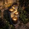 Giantex 32” Water Fountain Outdoor, 4-Tier Cascading Bowls Waterfall Fountain with Warm LED Lights & Pump, Outside Zen Water Feature for Patio, Balcony, Deck, Garden, Yard Decor(32” (4-Tier))
