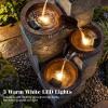 Giantex 32” Water Fountain Outdoor, 4-Tier Cascading Bowls Waterfall Fountain with Warm LED Lights & Pump, Outside Zen Water Feature for Patio, Balcony, Deck, Garden, Yard Decor(32” (4-Tier))