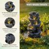 Giantex 32” Water Fountain Outdoor, 4-Tier Cascading Bowls Waterfall Fountain with Warm LED Lights & Pump, Outside Zen Water Feature for Patio, Balcony, Deck, Garden, Yard Decor(18” (5-Tier))