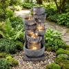 Giantex 32” Water Fountain Outdoor, 4-Tier Cascading Bowls Waterfall Fountain with Warm LED Lights & Pump, Outside Zen Water Feature for Patio, Balcony, Deck, Garden, Yard Decor(33” (5-Tier))
