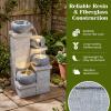 Giantex 32” Water Fountain Outdoor, 4-Tier Cascading Bowls Waterfall Fountain with Warm LED Lights & Pump, Outside Zen Water Feature for Patio, Balcony, Deck, Garden, Yard Decor(23” (4-Tier))