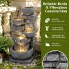 Giantex 32” Water Fountain Outdoor, 4-Tier Cascading Bowls Waterfall Fountain with Warm LED Lights & Pump, Outside Zen Water Feature for Patio, Balcony, Deck, Garden, Yard Decor(33” (5-Tier))
