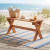 Giantex 36″ Wood Outdoor Bench, Backless Patio Bench with Slatted Seat & Solid Wood Frame, Teak Oil Coating, 660 lbs Capacity, Outside Wooden Garden Bench for Patio, Porch, Park, Entryway(2)