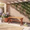Giantex 36″ Wood Outdoor Bench, Backless Patio Bench with Slatted Seat & Solid Wood Frame, Teak Oil Coating, 660 lbs Capacity, Outside Wooden Garden Bench for Patio, Porch, Park, Entryway(1)