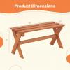 Giantex 36″ Wood Outdoor Bench, Backless Patio Bench with Slatted Seat & Solid Wood Frame, Teak Oil Coating, 660 lbs Capacity, Outside Wooden Garden Bench for Patio, Porch, Park, Entryway(1)