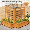 Giantex 3-Panel Air Conditioner Fence with Planter Box, 40”H No-Dig Wooden Privacy Screen for AC Unit, Trash Can & Pool Equipment Enclosure, Slatted Outdoor Garden Fence for Patio, Backyard(2 Panels (34″W x 40″H))